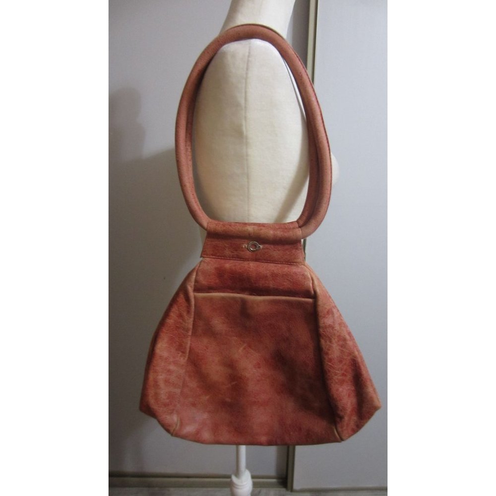 Flavi Olivera Red Distressed Boho Southwestern Leather Shoulder Bag